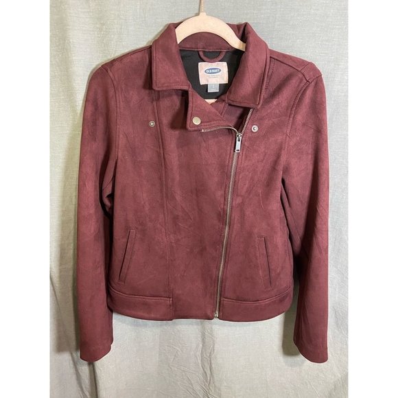 Old Navy Motorcycle Womens Jacket Small Pink Asymmetric Zipper Pockets Ladies - Picture 1 of 9